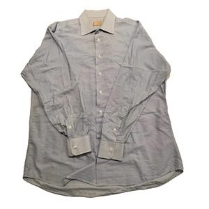 Gitman Bros Gold Men’s‎ Large 16.5 Blue and White Striped Button Down